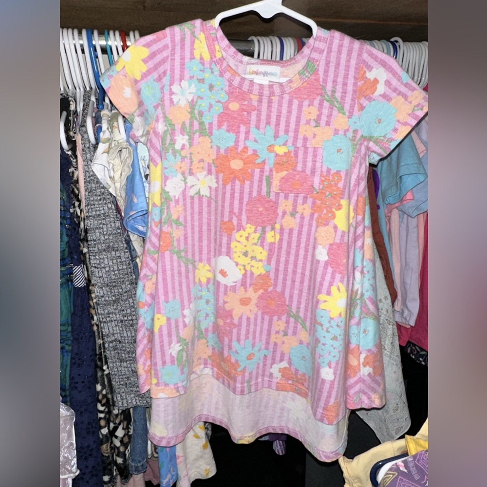 LuLaRoe Kids Dress - Pink with Floral Pattern